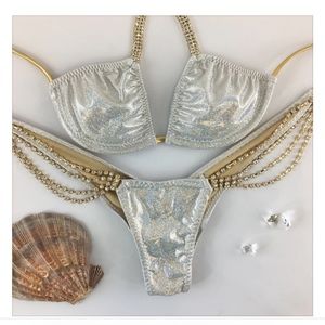 White/Silver/Gold Sparkle Posing Suit